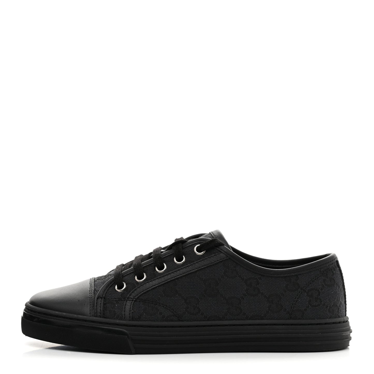 GG Monogram Calfskin Womens Low Top Sneakers 38 Piombo Black