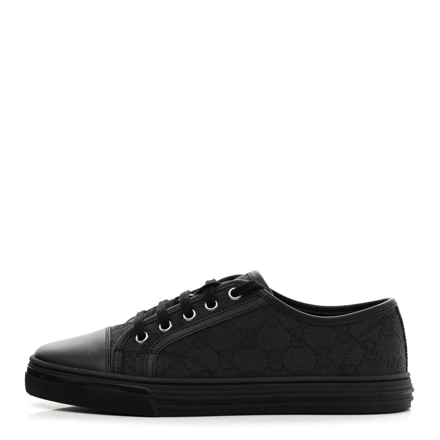 Gucci GG Monogram Calfskin Womens Low Top Sneakers 38 Piombo Black 1 of 10