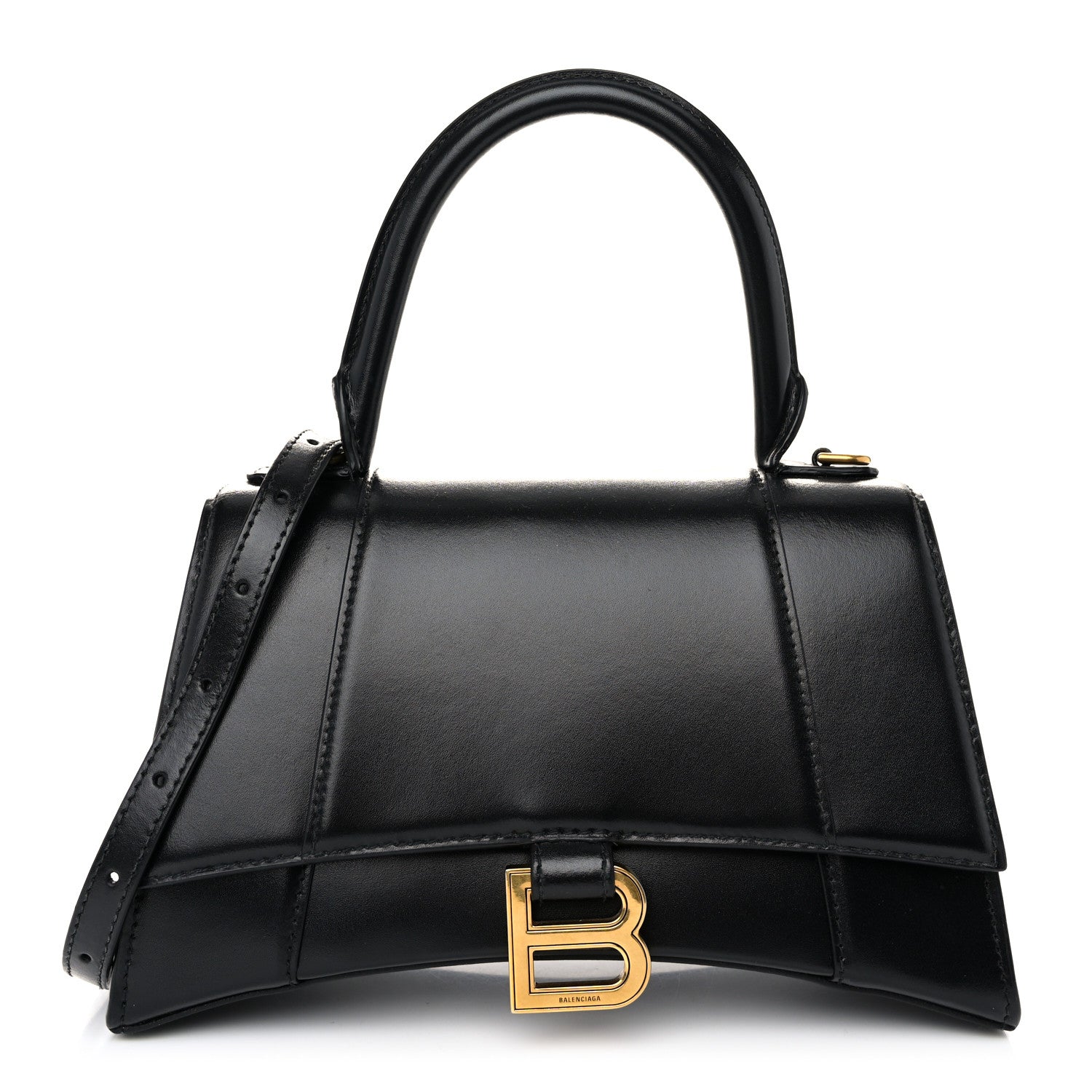 Balenciaga Shiny Box Calfskin Small Hourglass Top Handle Bag Black 1 of 9