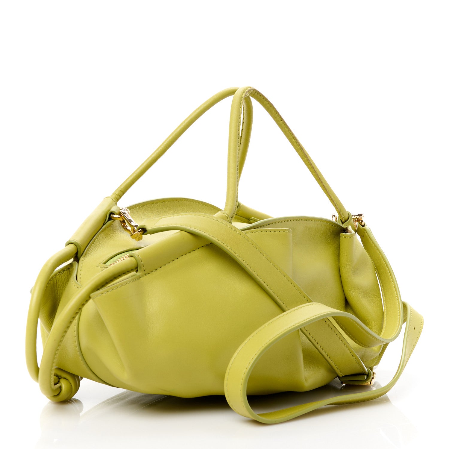 Loewe Shiny Nappa Calfskin Paseo Bag Lime Yellow 3 of 11