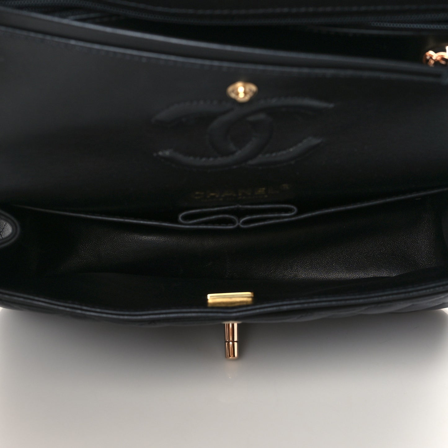 Lambskin Quilted Small Double Flap Black