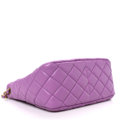 Chanel Lambskin Quilted Small Pearl Crush Hobo Purple 4 of 9