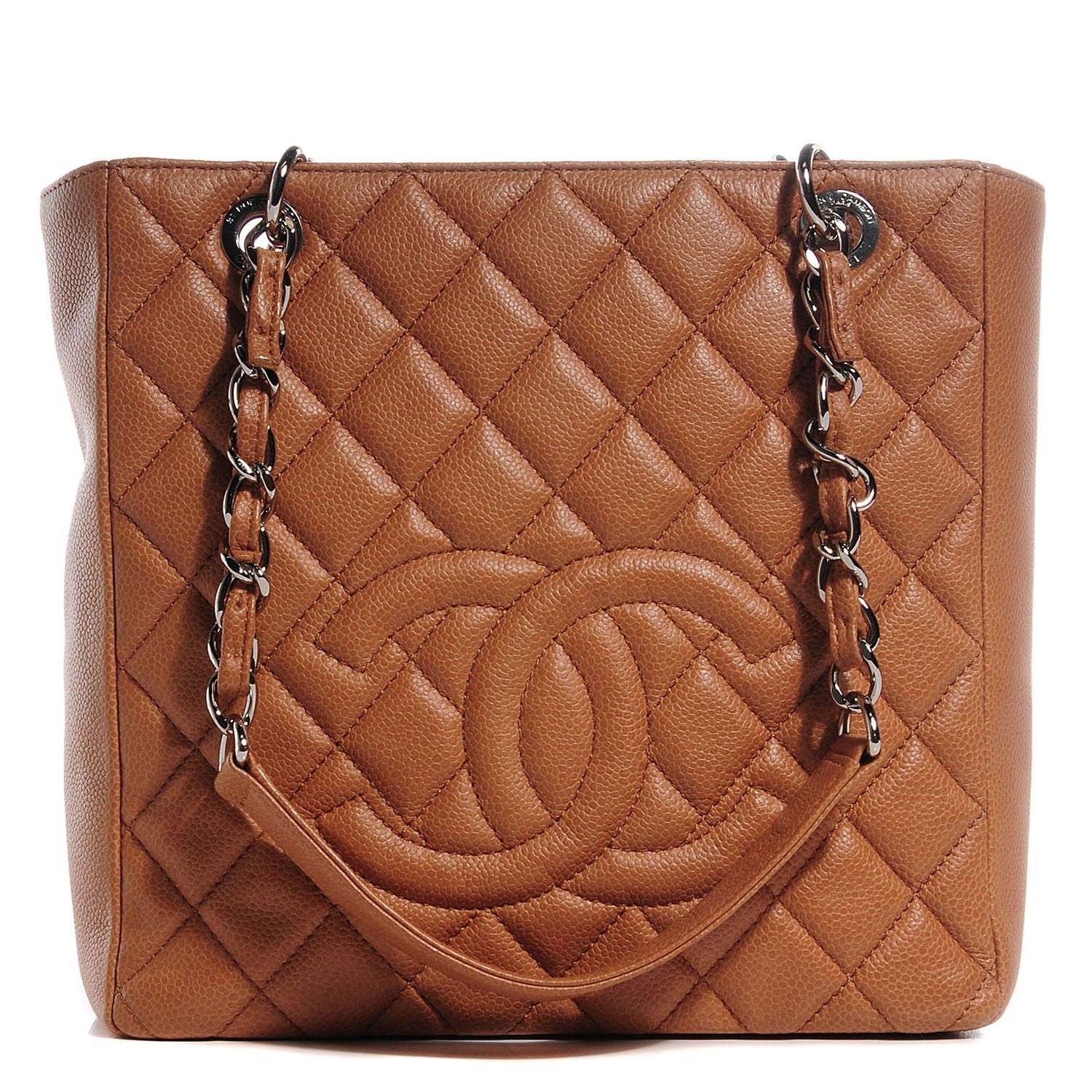 Chanel Caviar Quilted Petit Shopping Tote PST Dark Beige 1 of 7