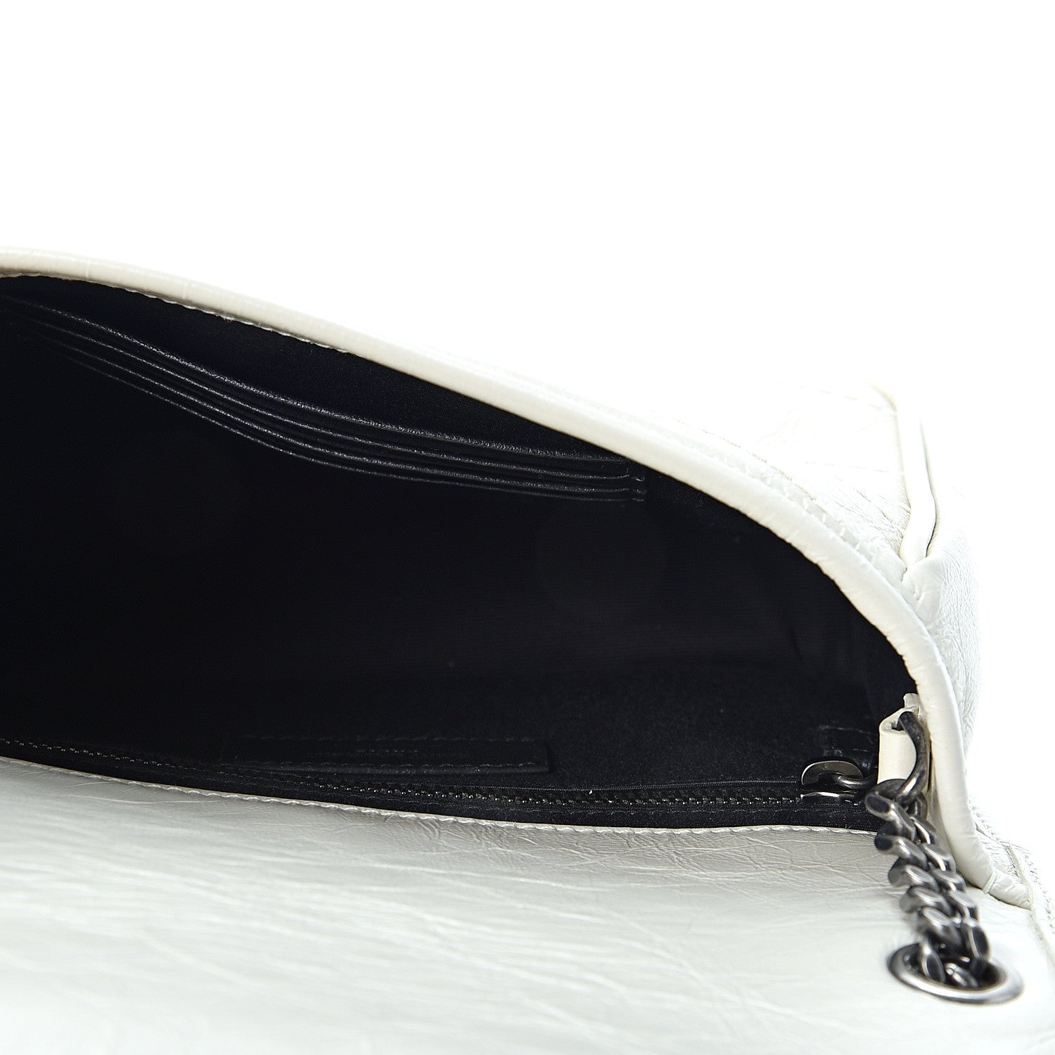 Saint Laurent Crinkled Calfskin Matelasse Monogram Niki Chain Wallet Crema Soft 4 of 8