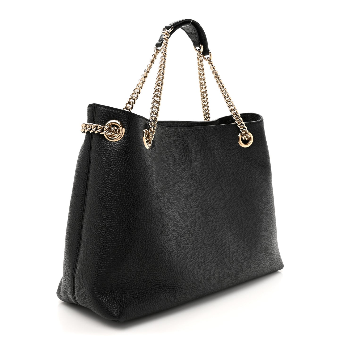 Pebbled Calfskin Medium Soho Chain Shoulder Bag Black
