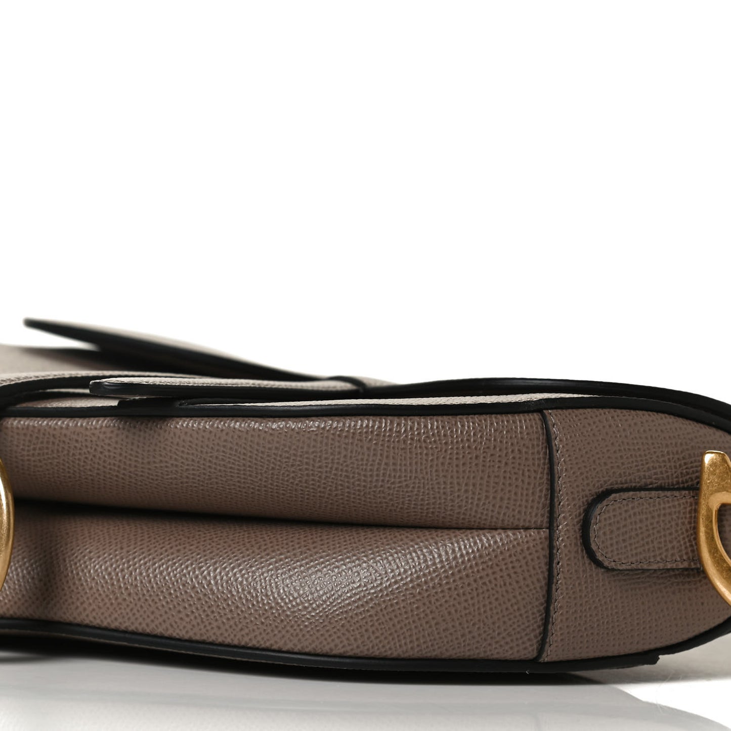 Grained Calfskin Saddle Bag Warm Taupe