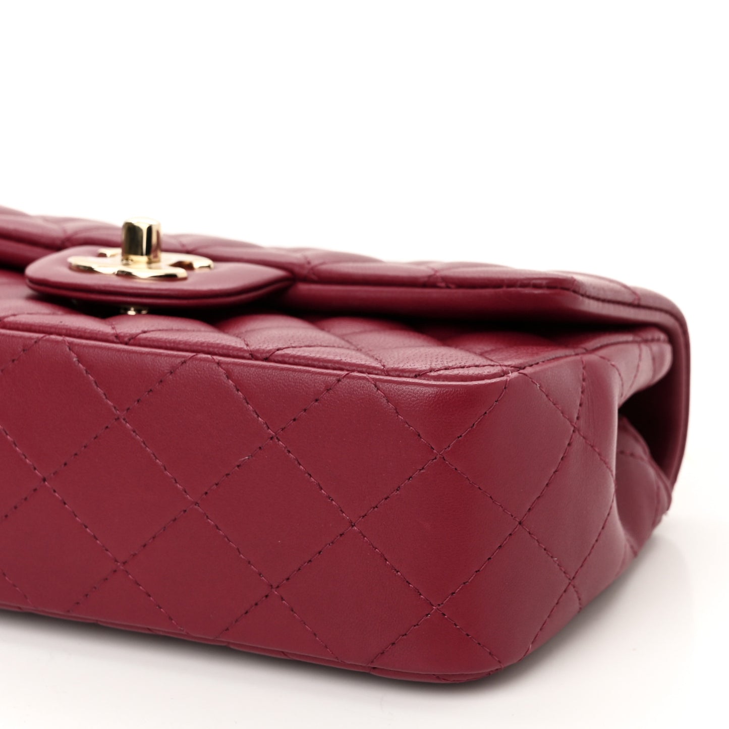 Lambskin Quilted Mini Rectangular Flap Burgundy