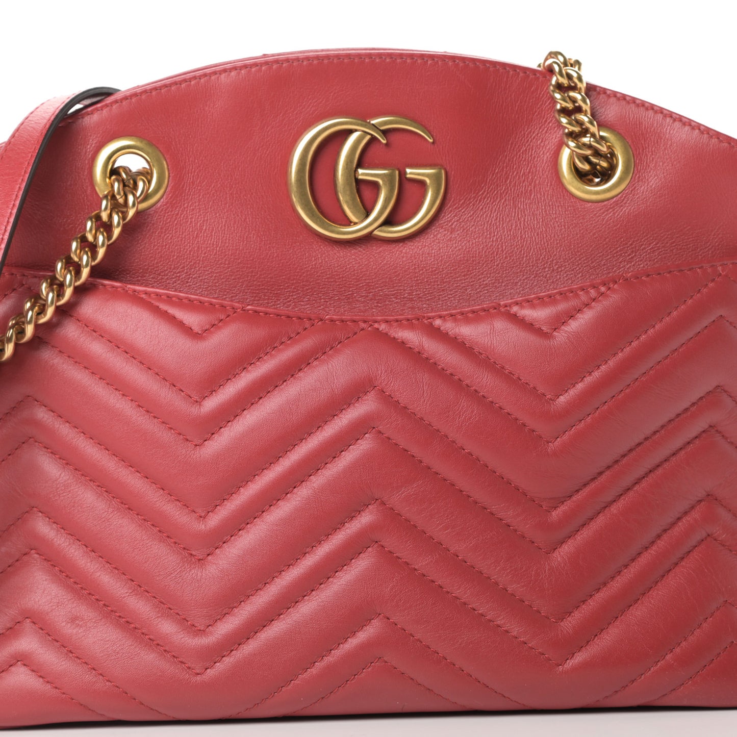 Calfskin Matelasse Medium GG Marmont Open Top Shoulder Bag Hibiscus Red