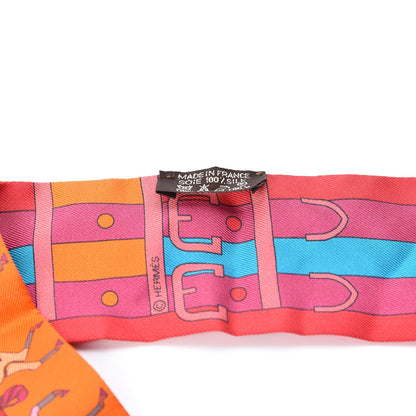 Hermes Silk Rocabar Twilly Orange Rouge Framboise 2 of 4
