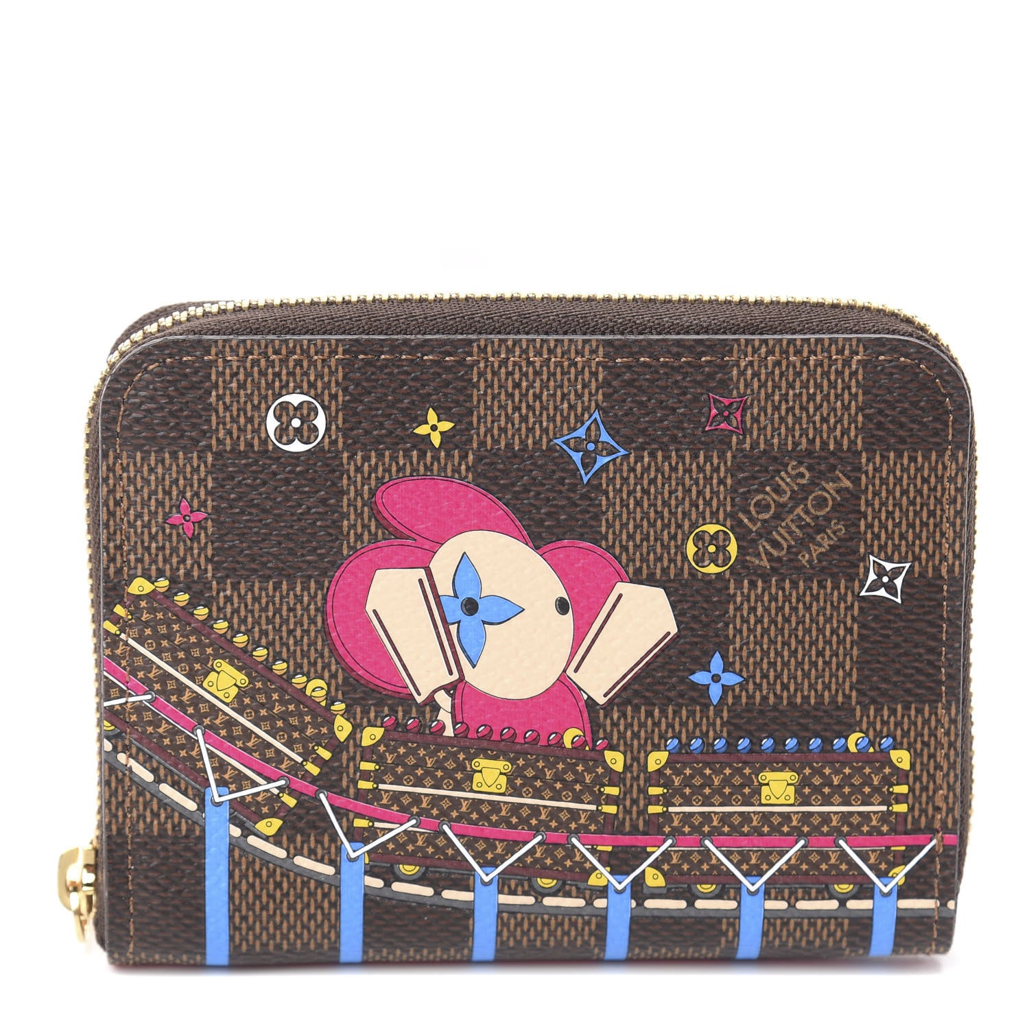 Louis Vuitton Damier Ebene 2020 Christmas Animation Roller Coaster Zippy Coin Purse Pivoine 1 of 5