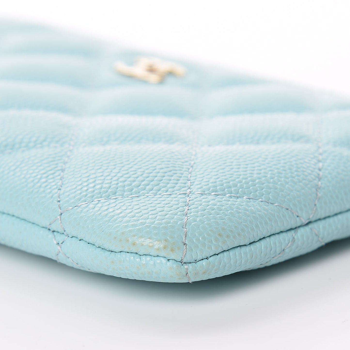 Caviar Quilted Small Cosmetic Case Light Blue