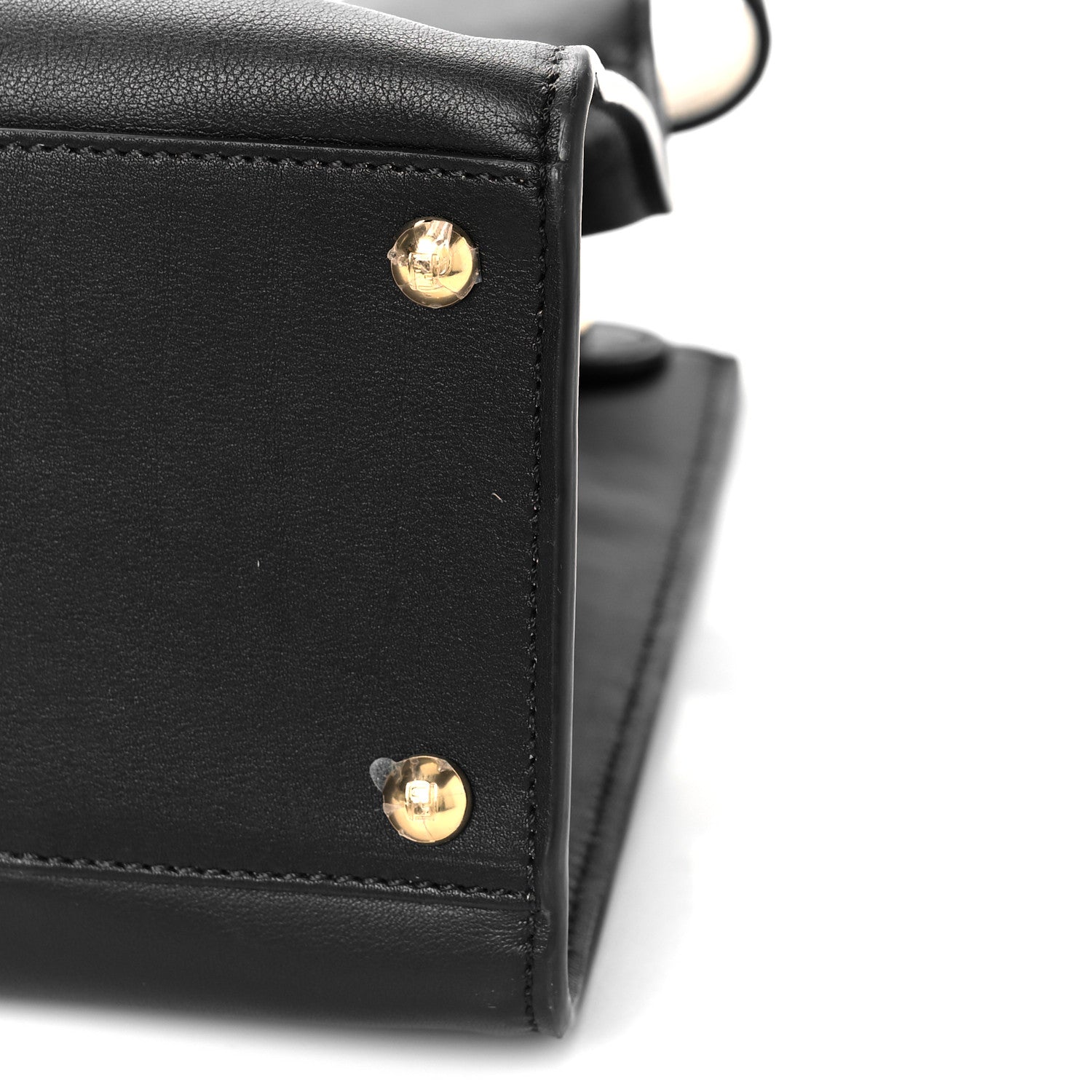 Fendi Vitello Seta Century Small Peekaboo X-Tote Black Brandy 8 of 8