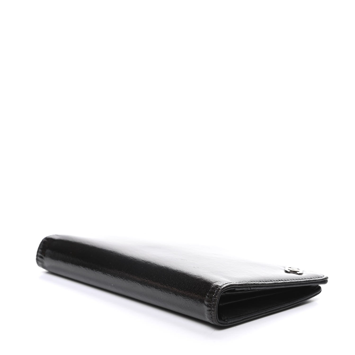 Chanel Grained Patent CC Yen Wallet Black 4 of 8