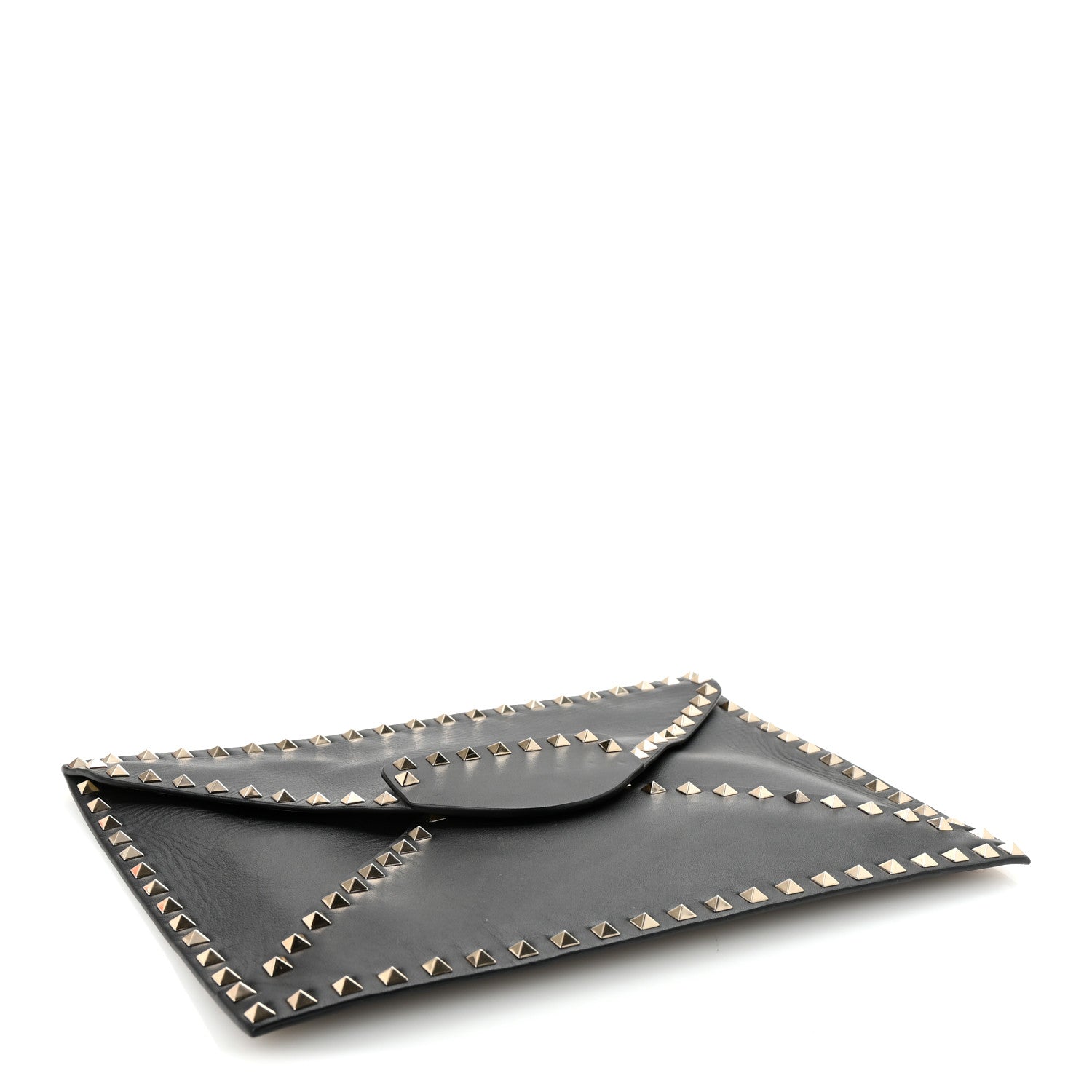 Valentino Garavani Vitello Untitled Rockstud Envelope Clutch Black 4 of 6