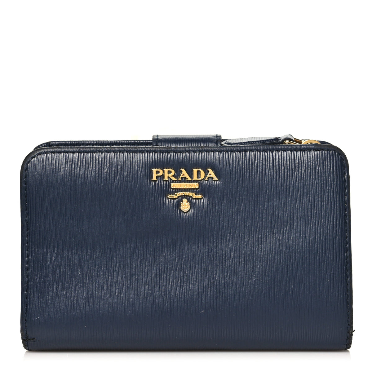 Prada Vitello Move Metal Compact Wallet Baltico 1 of 10