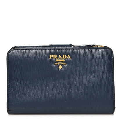 Prada Vitello Move Metal Compact Wallet Baltico 1 of 10