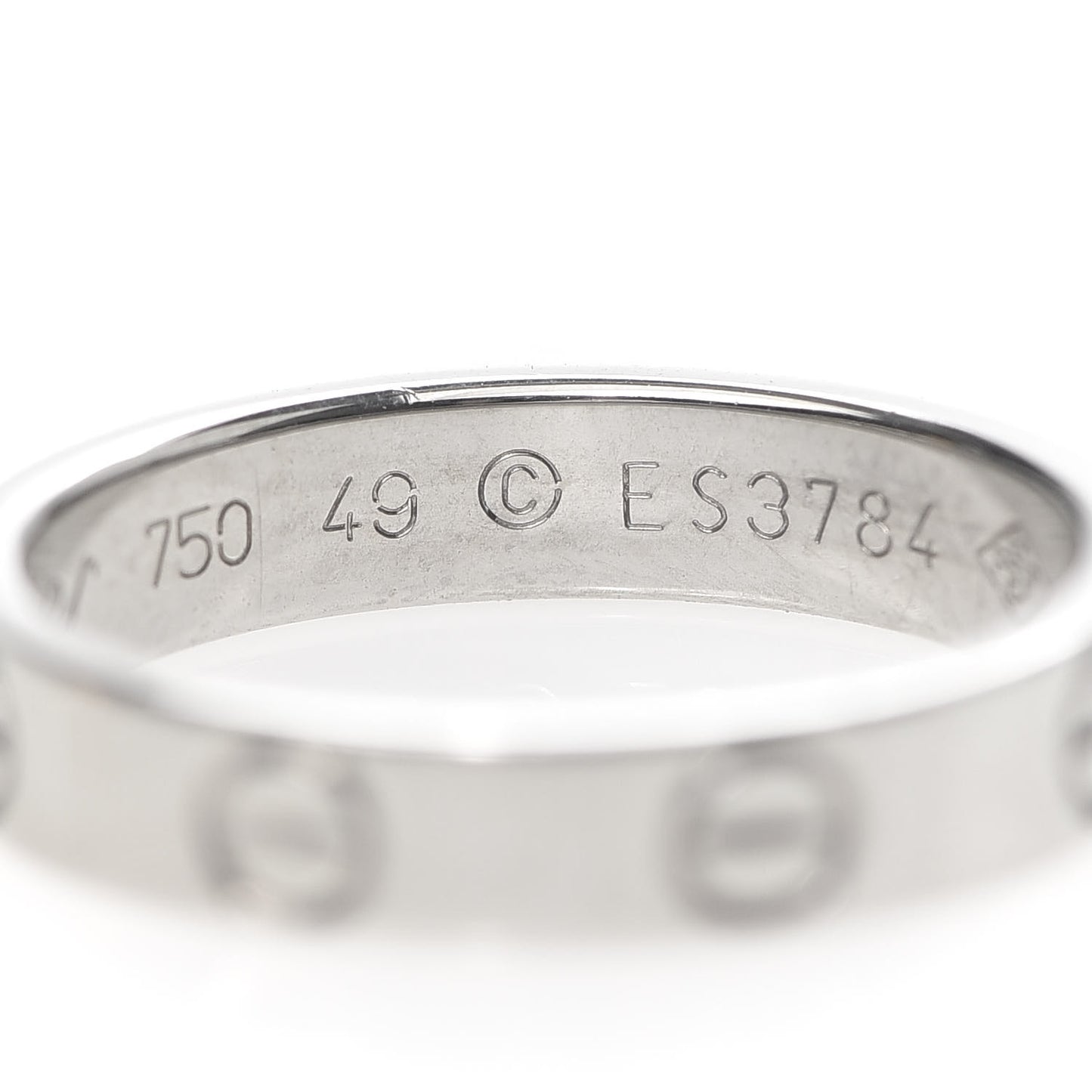 18K White Gold 3.5mm LOVE Wedding Band Ring 49 4.75