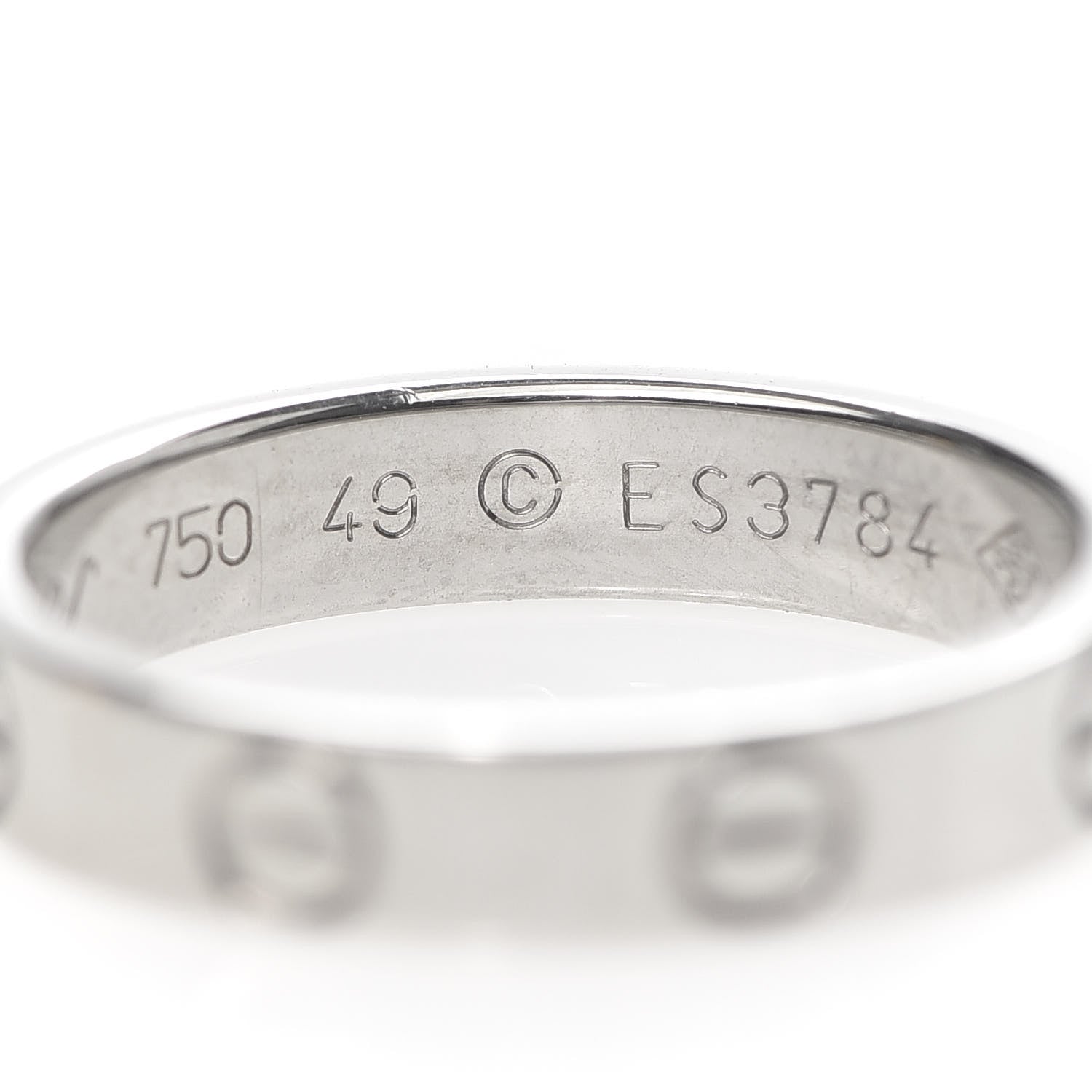 Cartier 18K White Gold 3.5mm LOVE Wedding Band Ring 49 4.75 4 of 5