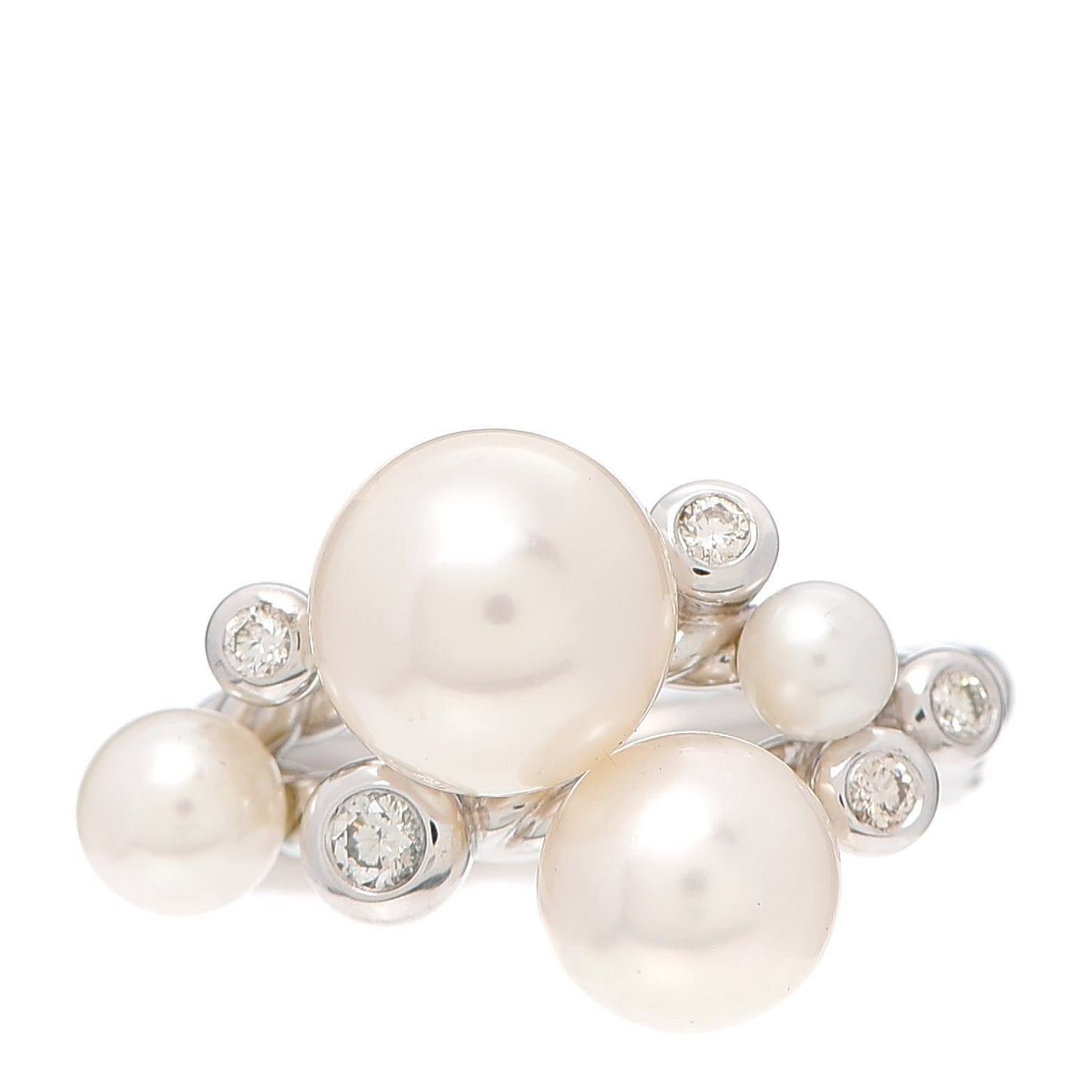 Sterling Silver Diamond Pearl Cluster Cable Ring 54 7