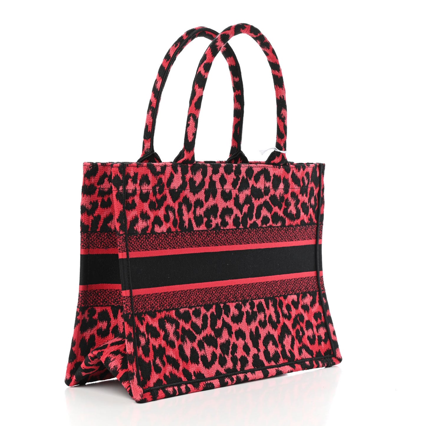 Canvas Mizza Embroidered Medium Leopard Book Tote Fuchsia Multicolor