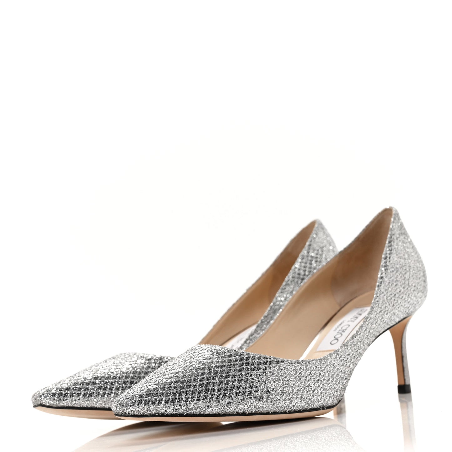 Glitter Pointy Toe Romy 60 Pumps 38.5 Silver