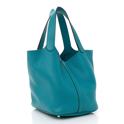 Hermes Taurillon Clemence Picotin Lock 22 MM Turquoise 3 of 10