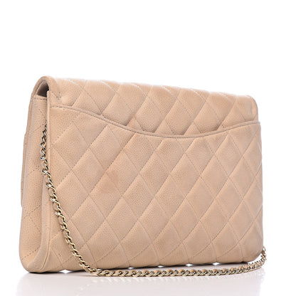Chanel Caviar Quilted Clutch With Chain Flap Beige 3 of 14