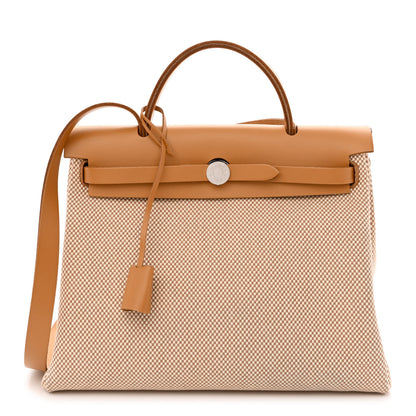 Hermes Vache Hunter Criss Viking Herbag Zip Retourne 31 PM Ecru Beige Naturel 3 of 15
