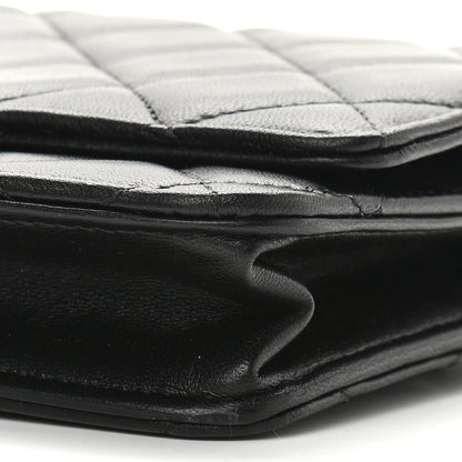 Chanel Lambskin Quilted CC Pearl Crush Wallet on Chain WOC Black 10 of 10