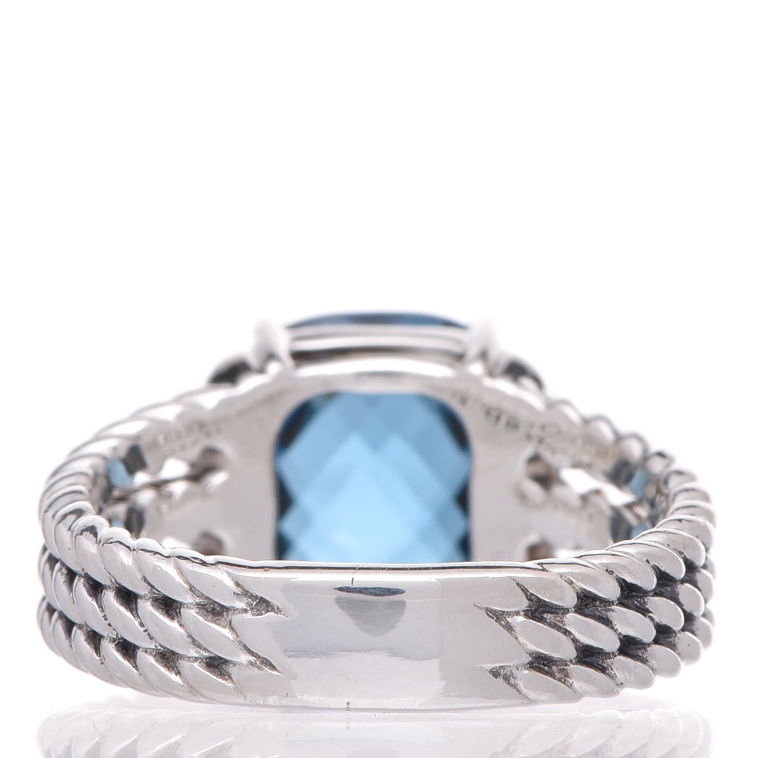 David Yurman Sterling Silver Diamond Hampton Blue Topaz 10mm Petite Wheaton Ring 52 6 3 of 5