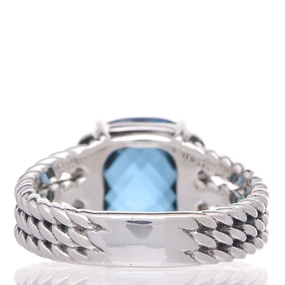 David Yurman Sterling Silver Diamond Hampton Blue Topaz 10mm Petite Wheaton Ring 52 6 3 of 5