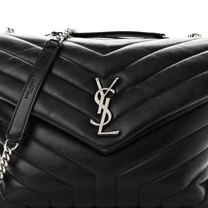 Saint Laurent Calfskin Y Quilted Monogram Medium Loulou Chain Satchel Black 7 of 14