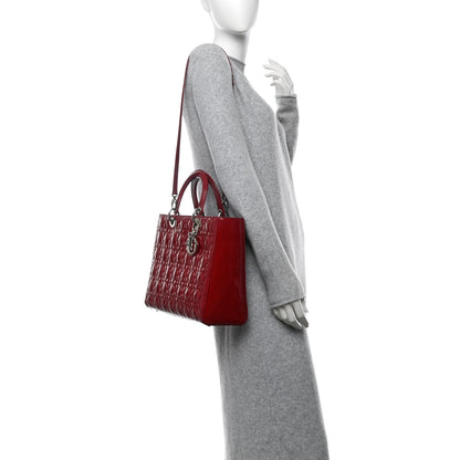 Christian Dior Patent Cannage Large Lady Dior Red 2 of 15