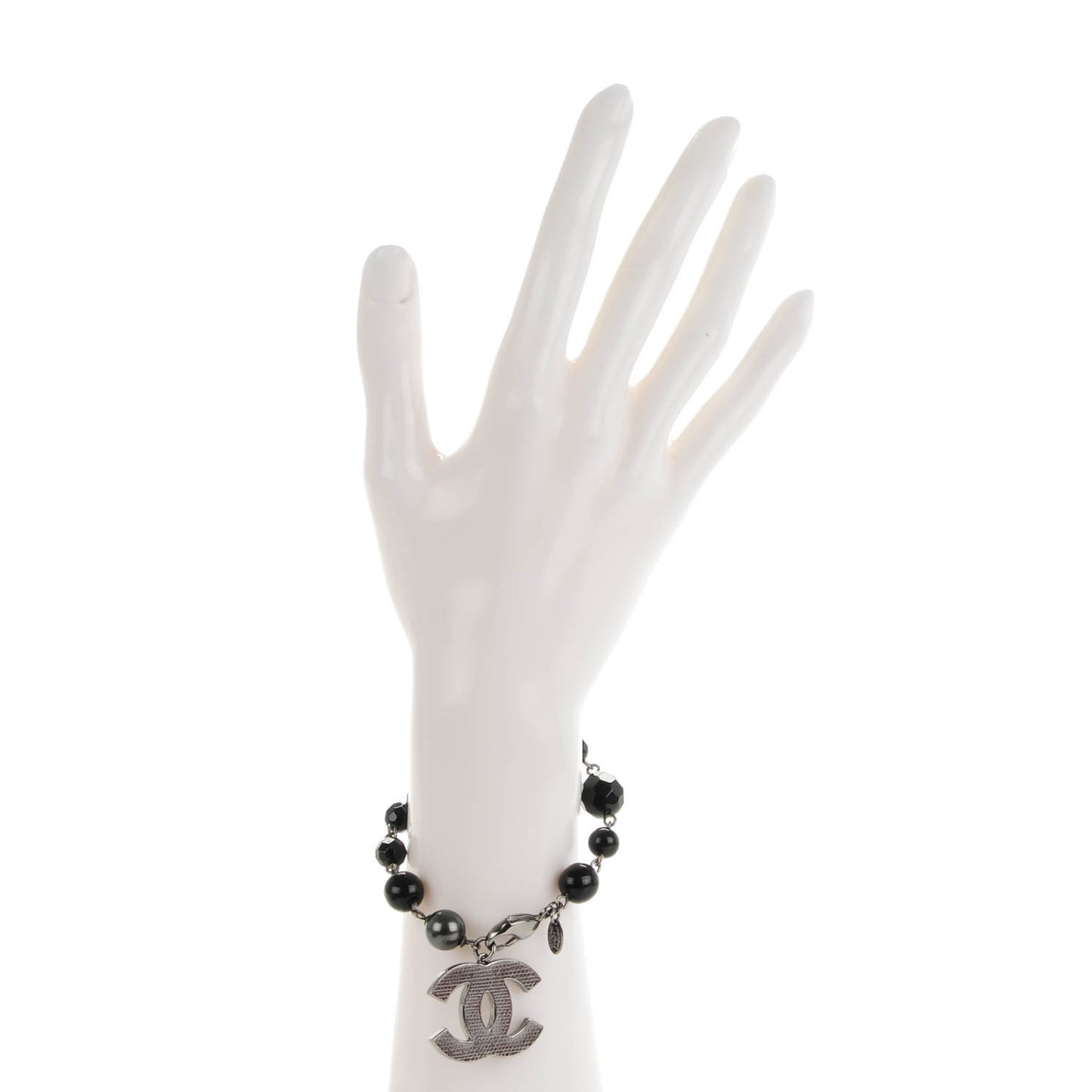 Ruthenium Bead CC Bracelet Black