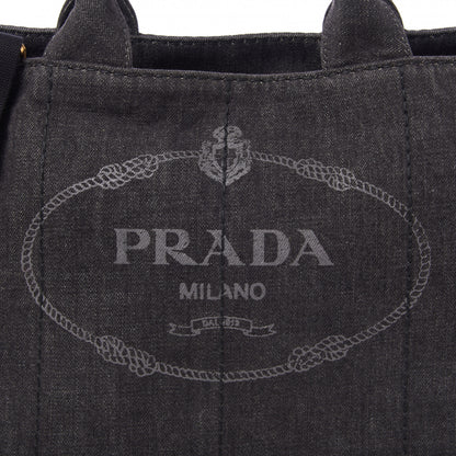 Prada Denim Logo Tote Black 6 of 9