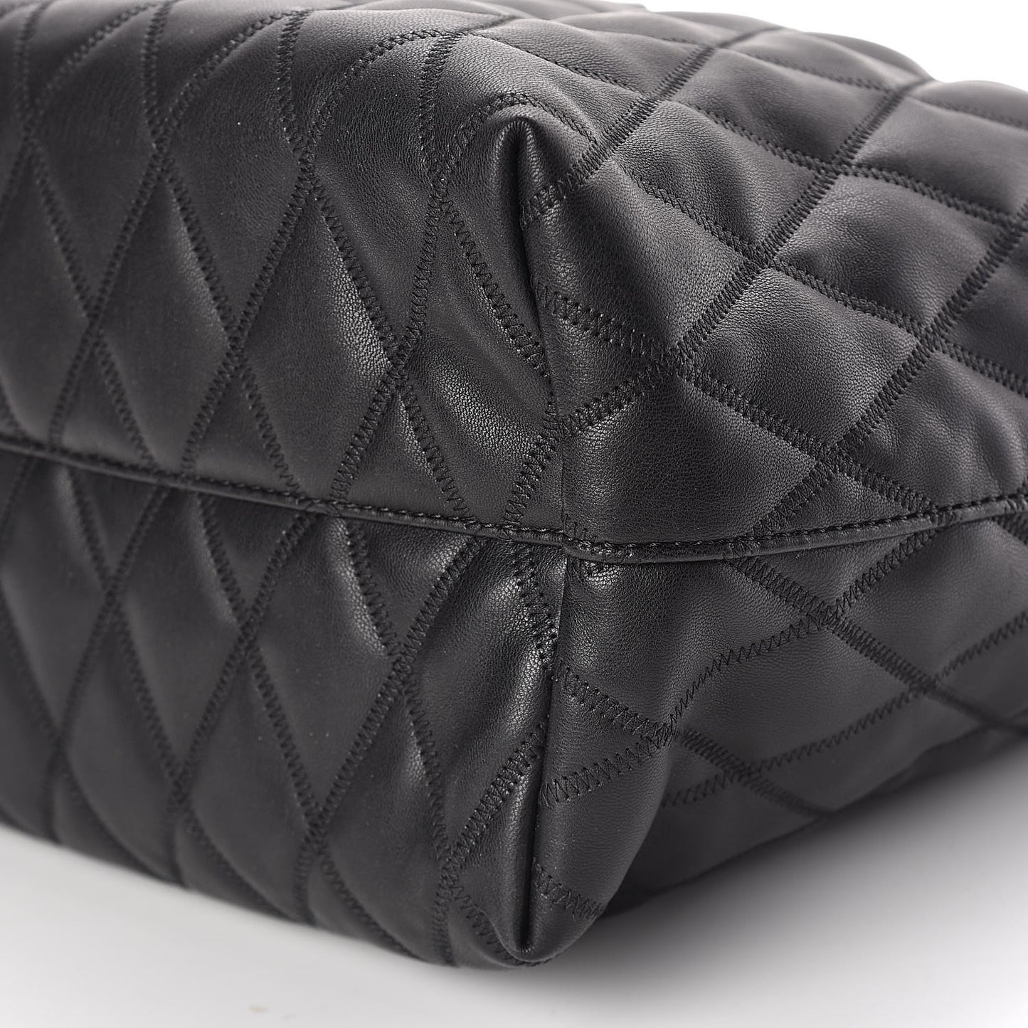 Rubber Effect Canvas Quilted Duo Shopper Tote Black