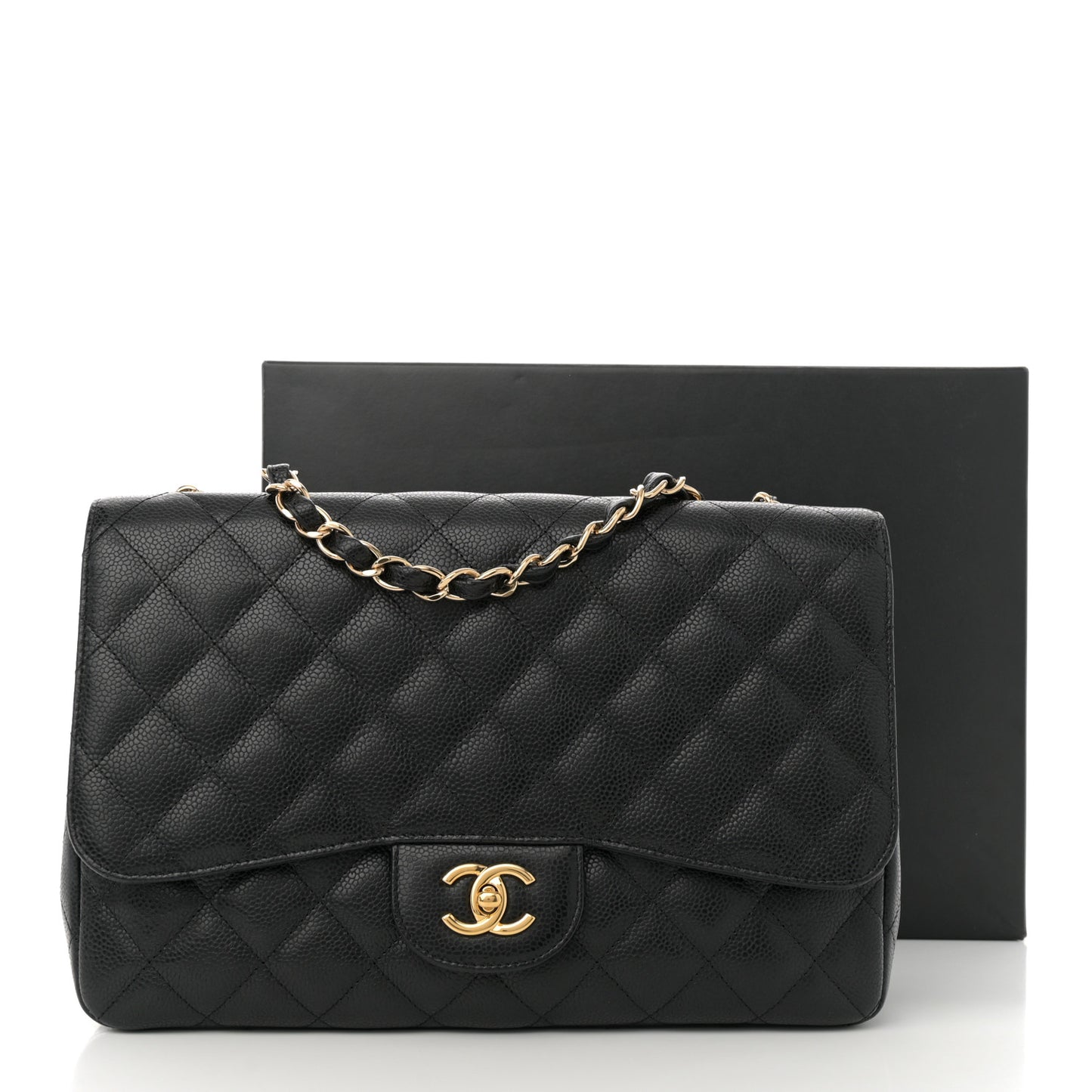 Caviar Quilted Jumbo Single Flap Black