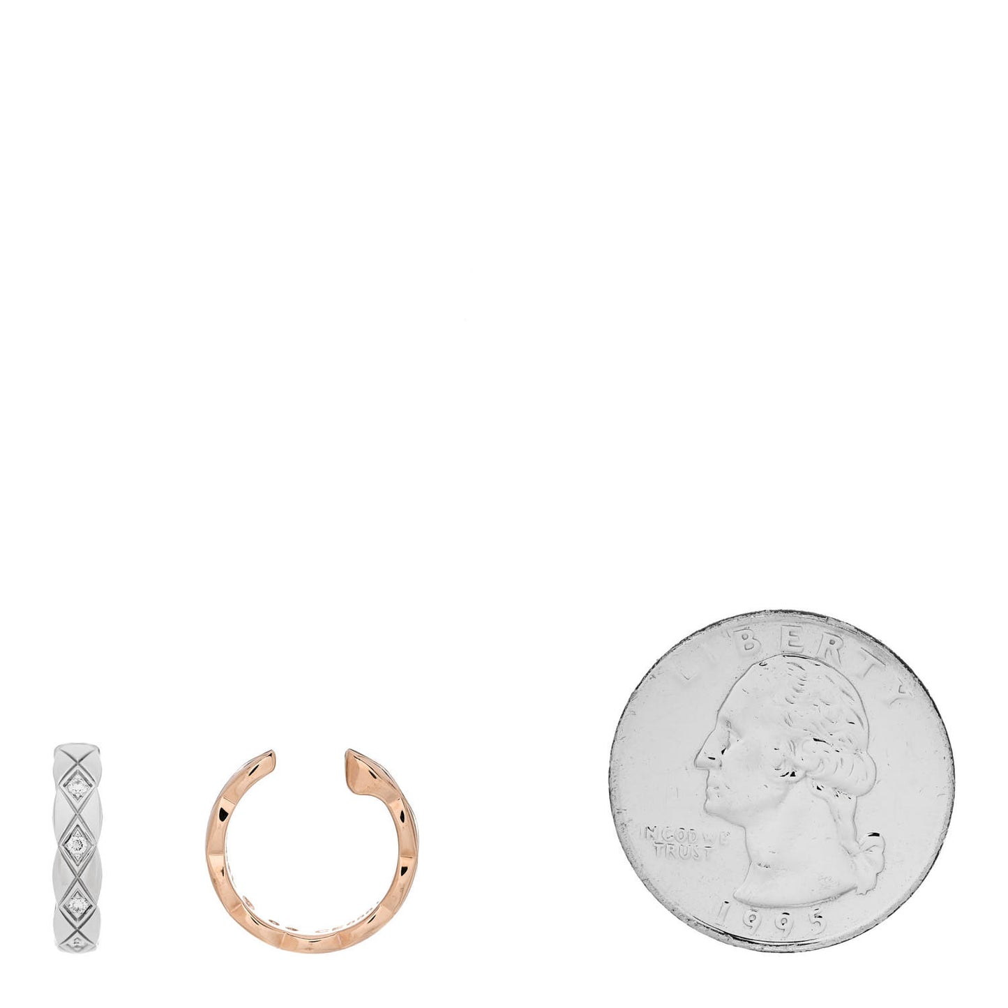 18K Beige White Gold Diamond Coco Crush Ear Cuff Earrings