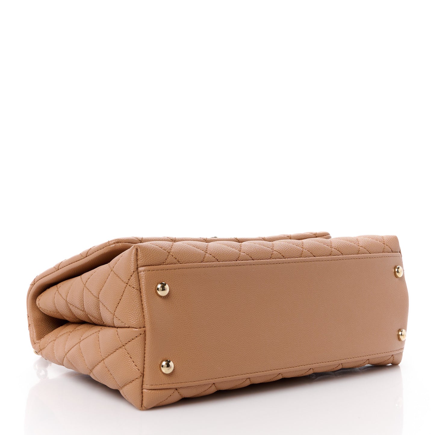 Caviar Quilted Lizard Embossed Small Coco Handle Flap Brown