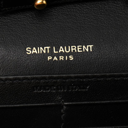 Saint Laurent Calfskin Crocodile Embossed Monogram Chain Wallet Black 6 of 10