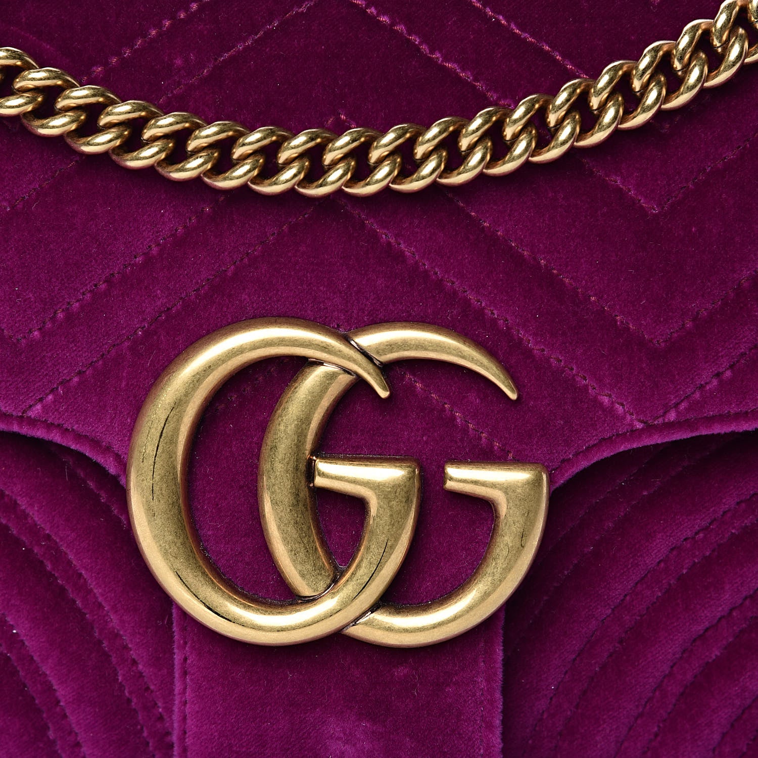 Gucci Velvet Matelasse Medium GG Marmont Shoulder Bag Fuchsia Violet Cyclamen 10 of 13
