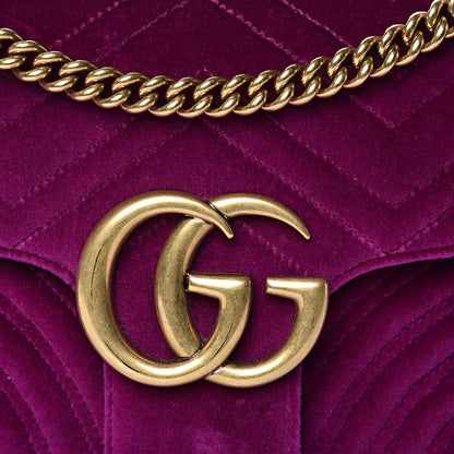 Gucci Velvet Matelasse Medium GG Marmont Shoulder Bag Fuchsia Violet Cyclamen 10 of 13