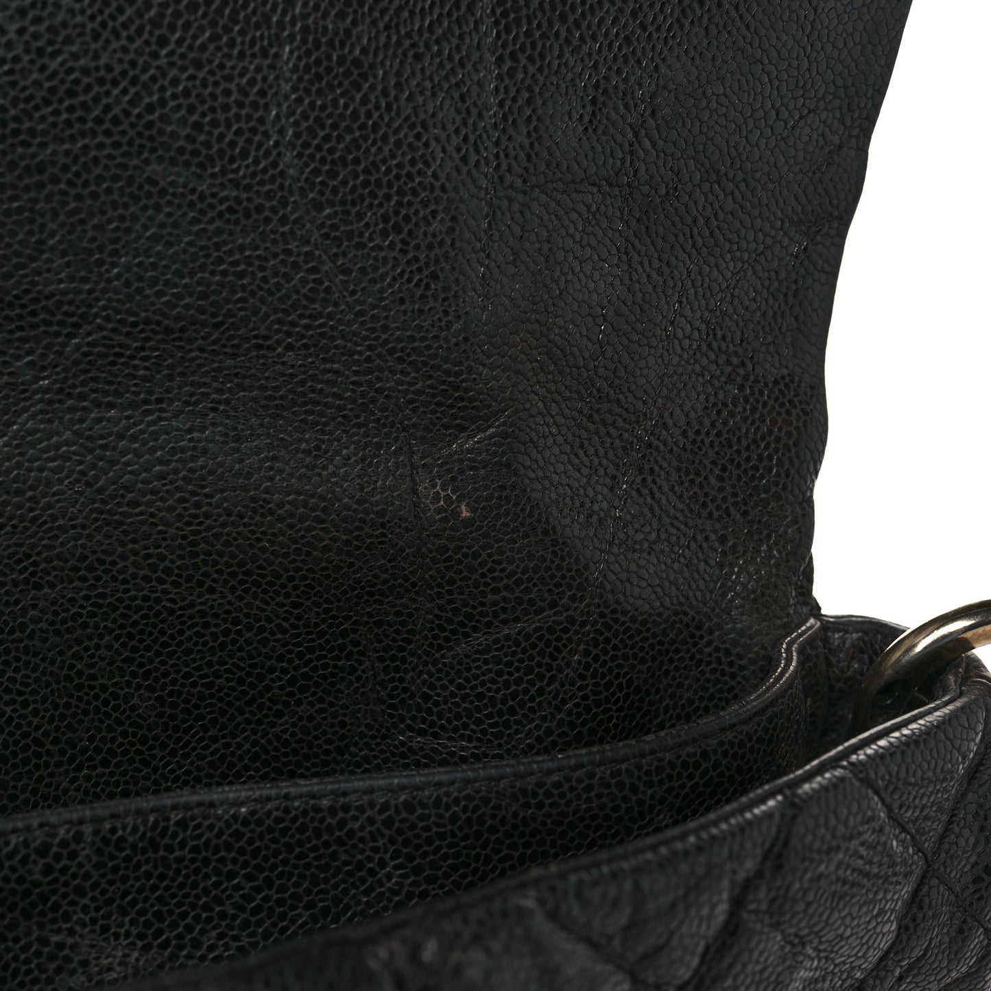 Crumpled Grained Calfskin Medium Coco Pleats Messenger Flap Black