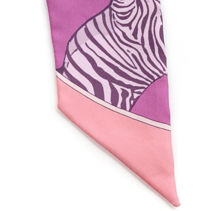 Hermes Silk Les Zebres Twilly Mauve Rose Poudre Parme 5 of 7