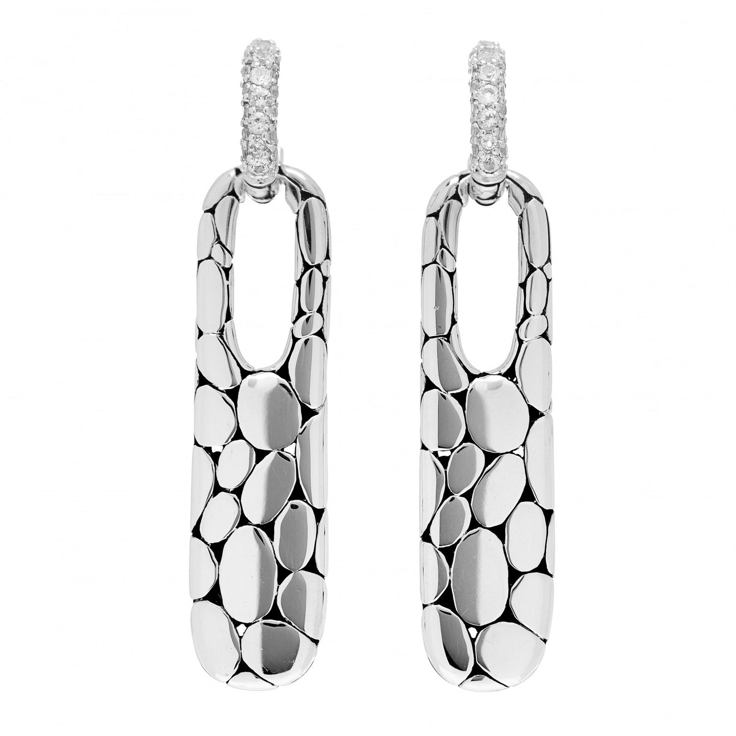 Sterling Silver White Sapphire Kali Drop Earrings