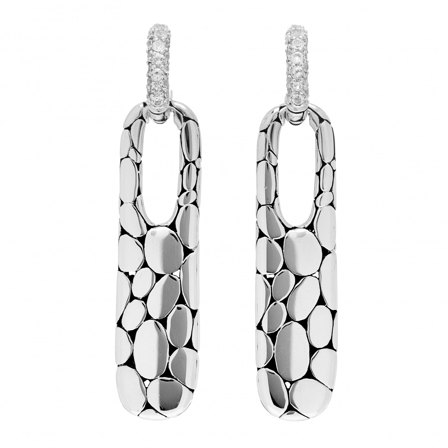 John Hardy Sterling Silver White Sapphire Kali Drop Earrings 1 of 4