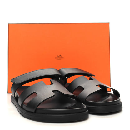 Hermes Calfskin Womens Chypre Sandals 39.5 Black 9 of 9