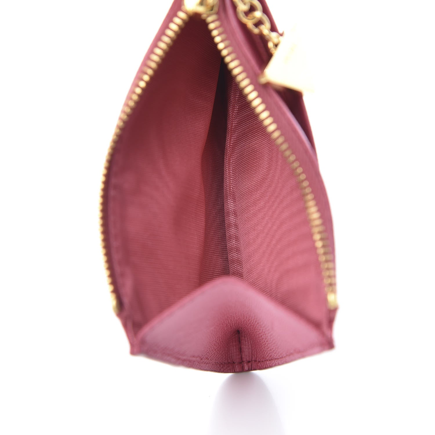 Prada Saffiano Triangle Zip Card Holder Peonia 675847