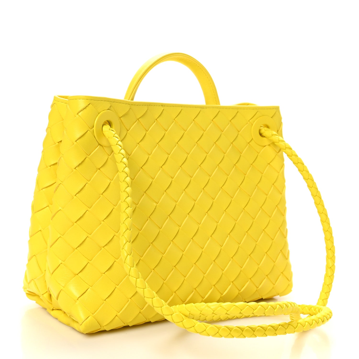 Bottega Veneta Nappa Intrecciato Small Andiamo Shoulder Bag Sulfur 3 of 9