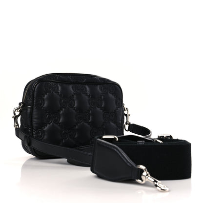 Gucci Nylon Calfskin Enamel GG Matelasse Shoulder Bag Black 3 of 9